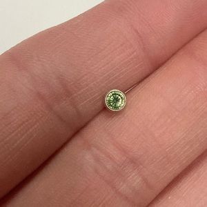 14K White Gold Green Stone Single Earring